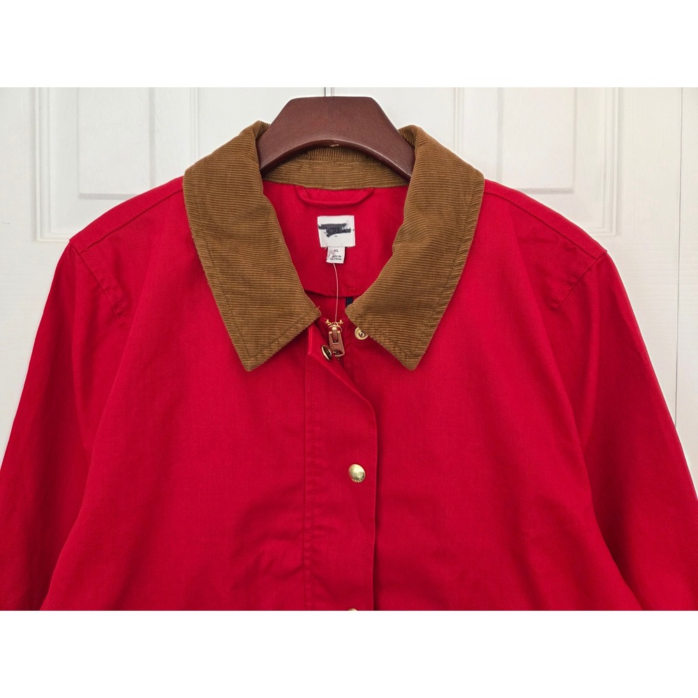 J. Crew Field Jacket Corduroy Collar Red Womens XL‎ NWT $218 CL251 - Picture 2 of 8